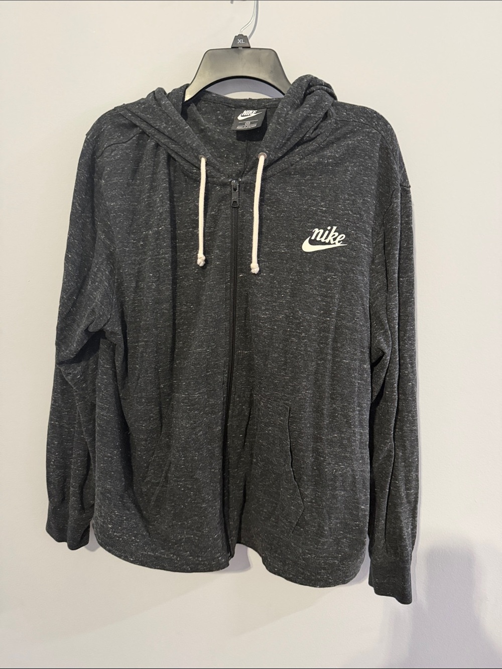 Nike Women’s Dark Charcoal Zip Hoodie with White Logo
